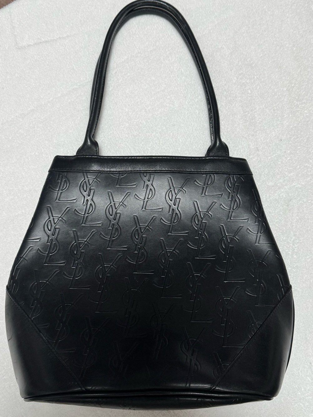 Saint Laurent Black Embossed Logo Shoulder Bag - Picture 1 of 12